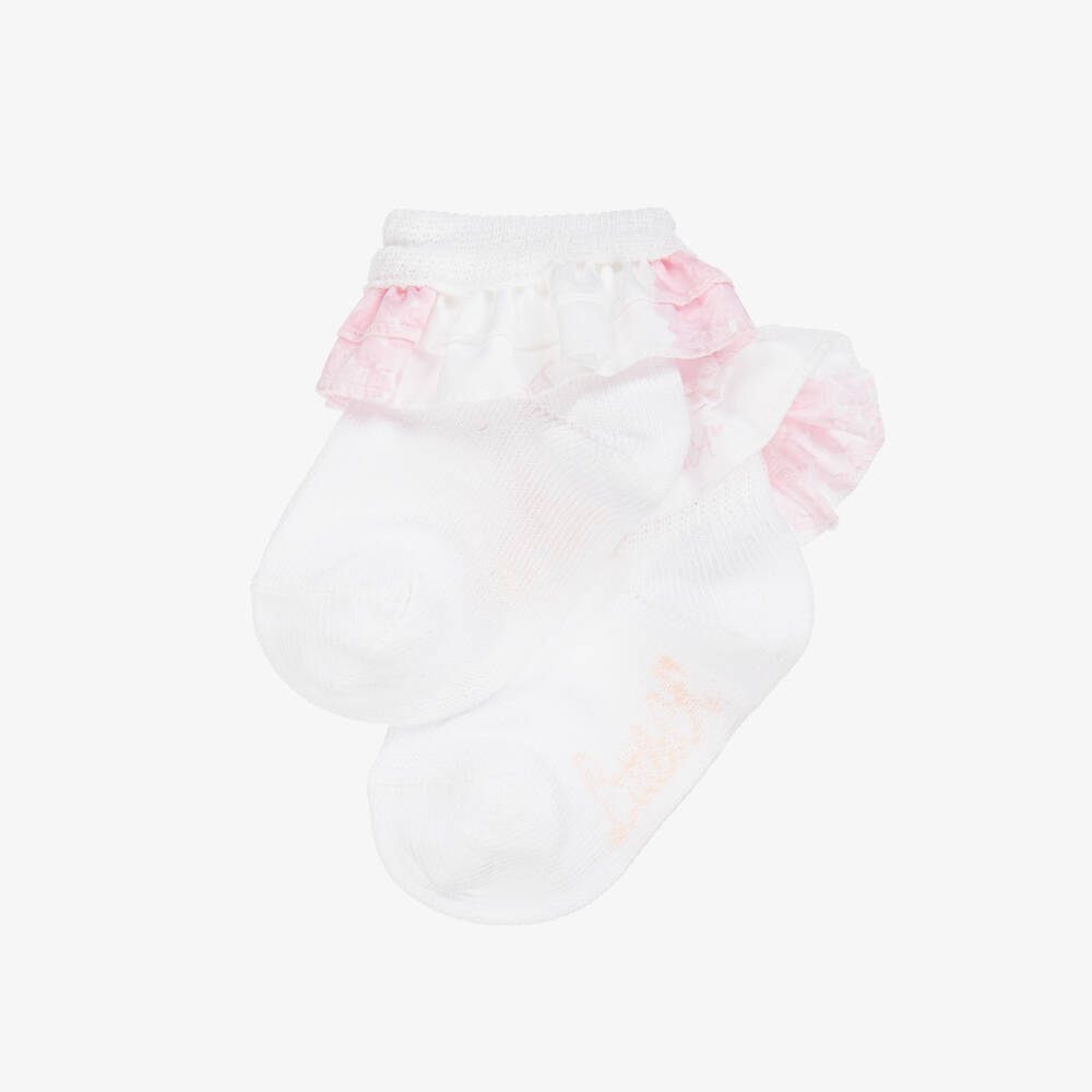A Dee-Girls Floral Frilled Ankle Socks | Childrensalon Outlet