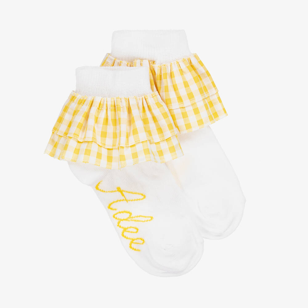 A Dee-Girls Gingham Frill Ankle Socks | Childrensalon Outlet