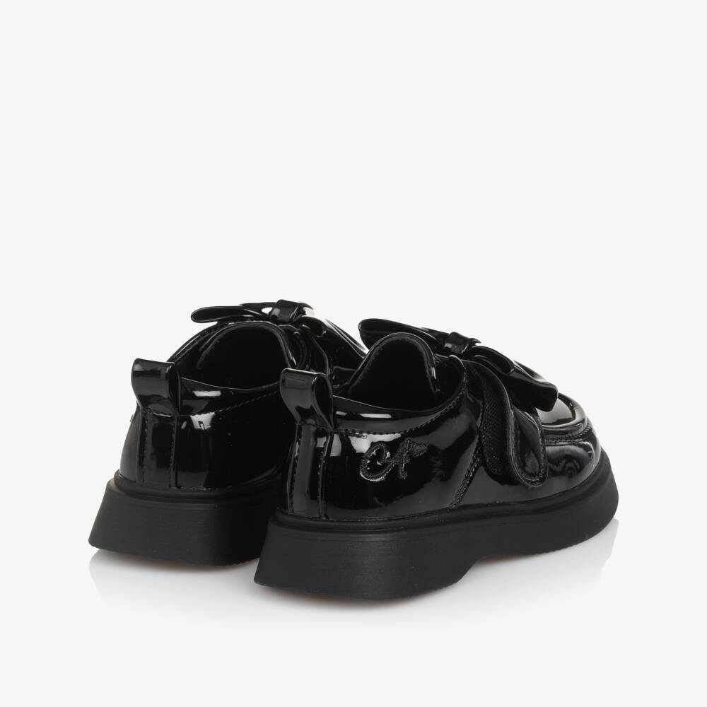 A Dee-Girls Glossy Black Bow Loafers | Childrensalon Outlet