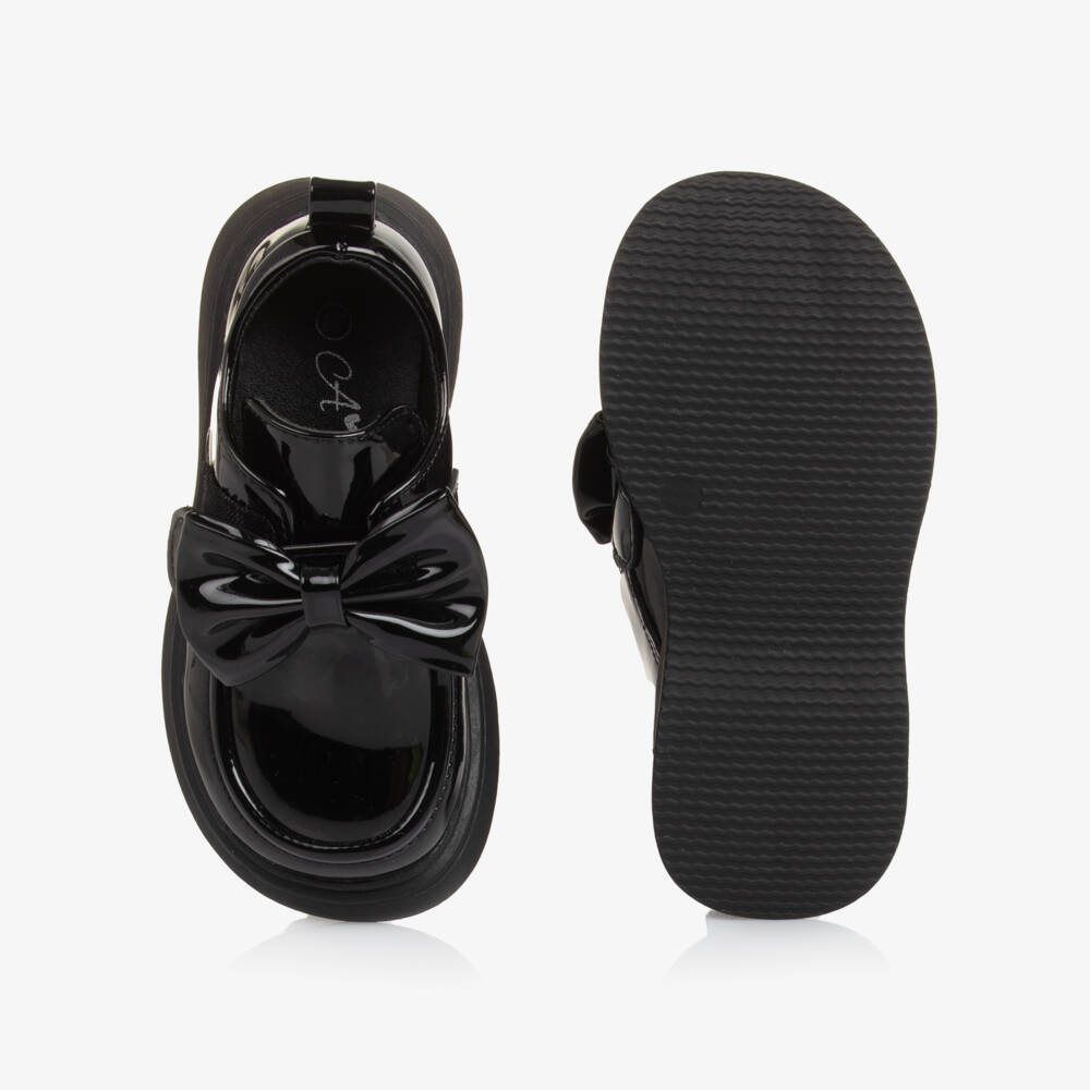 A Dee-Girls Glossy Black Bow Loafers | Childrensalon Outlet