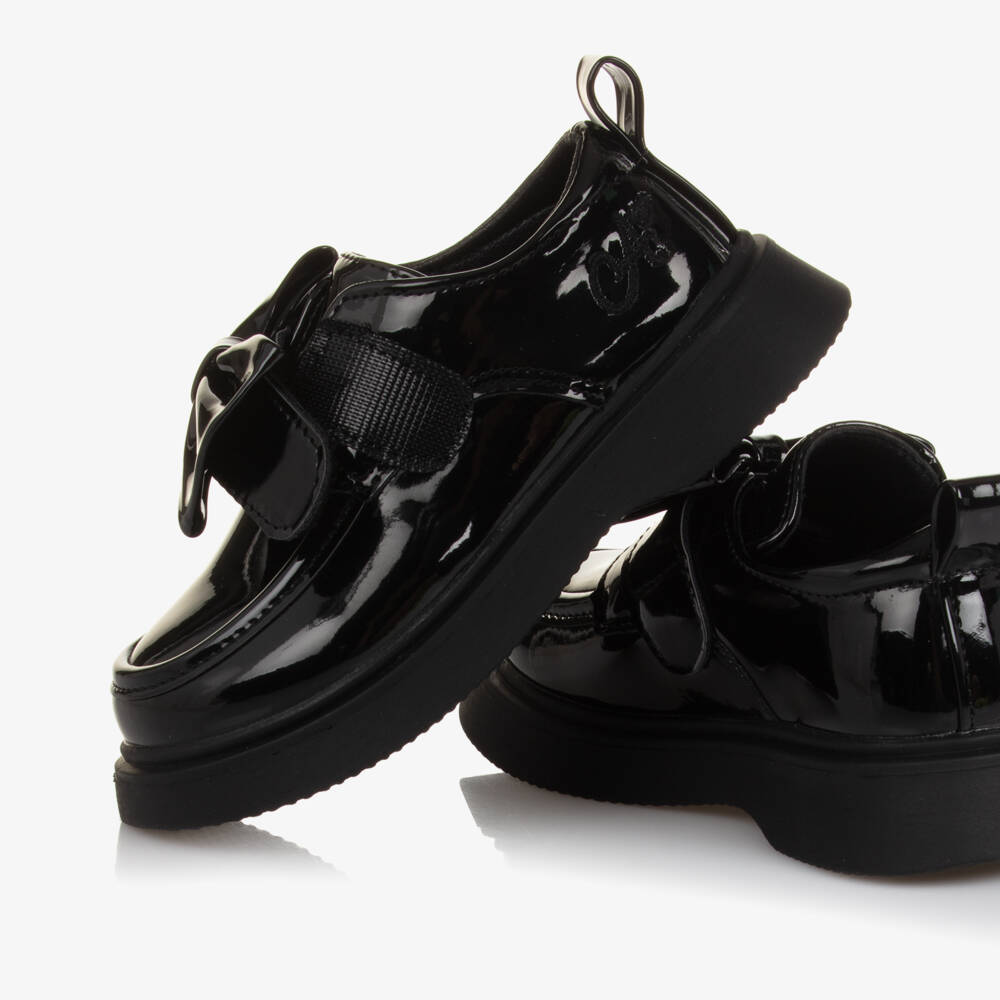 A Dee-Girls Glossy Black Bow Loafers | Childrensalon Outlet
