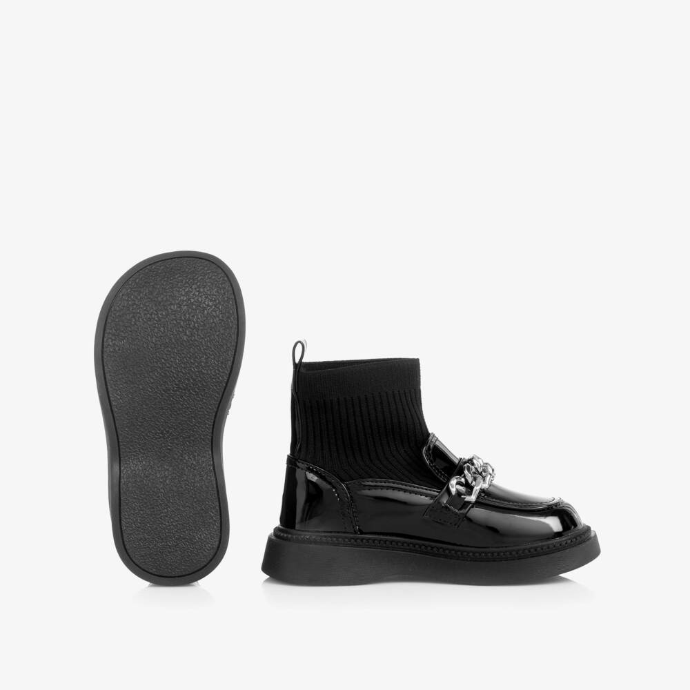 A Dee-Girls Glossy Chain Detail Boots | Childrensalon Outlet