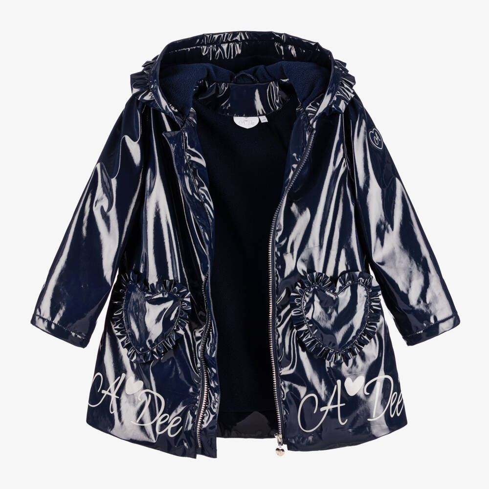 A Dee-Girls Glossy Navy Rain Jacket | Childrensalon Outlet