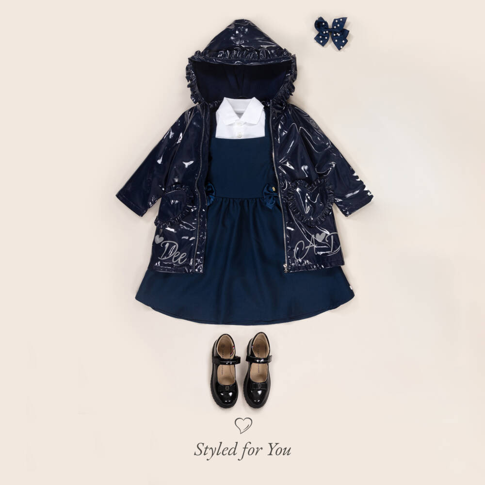 A Dee-Girls Glossy Navy Rain Jacket | Childrensalon Outlet