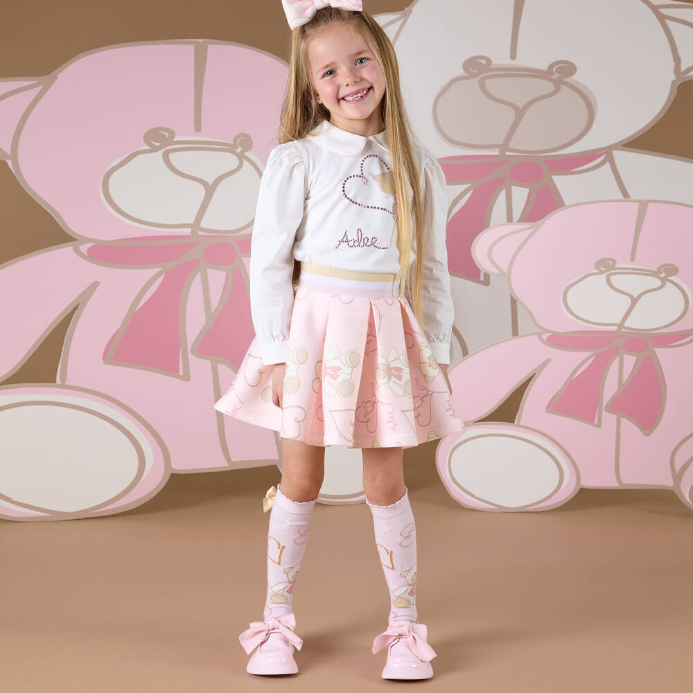 A Dee-Girls Glossy Pink Bow Loafers | Childrensalon Outlet