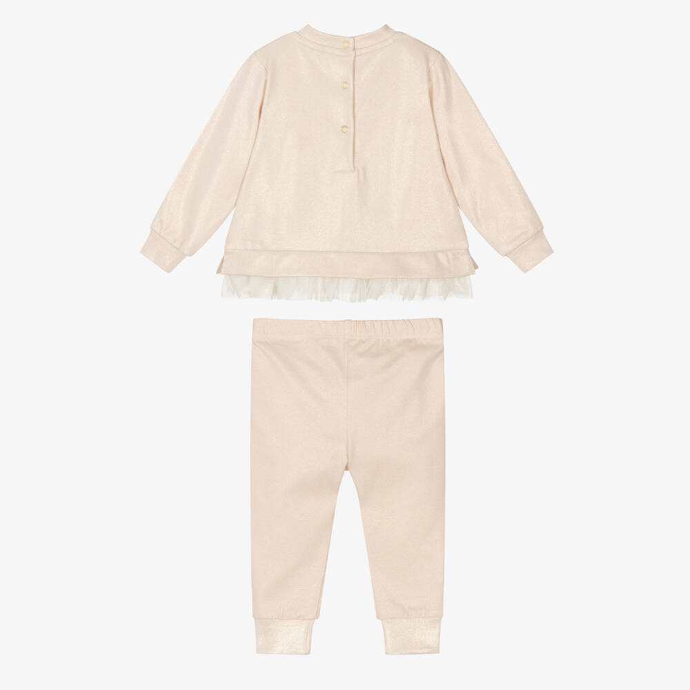 A Dee-Girls Gold Cotton Jersey Star Tracksuit | Childrensalon Outlet