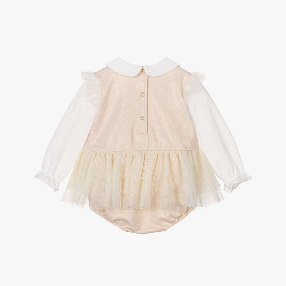 A Dee-Girls Gold Cotton & Tulle Shortie | Childrensalon Outlet