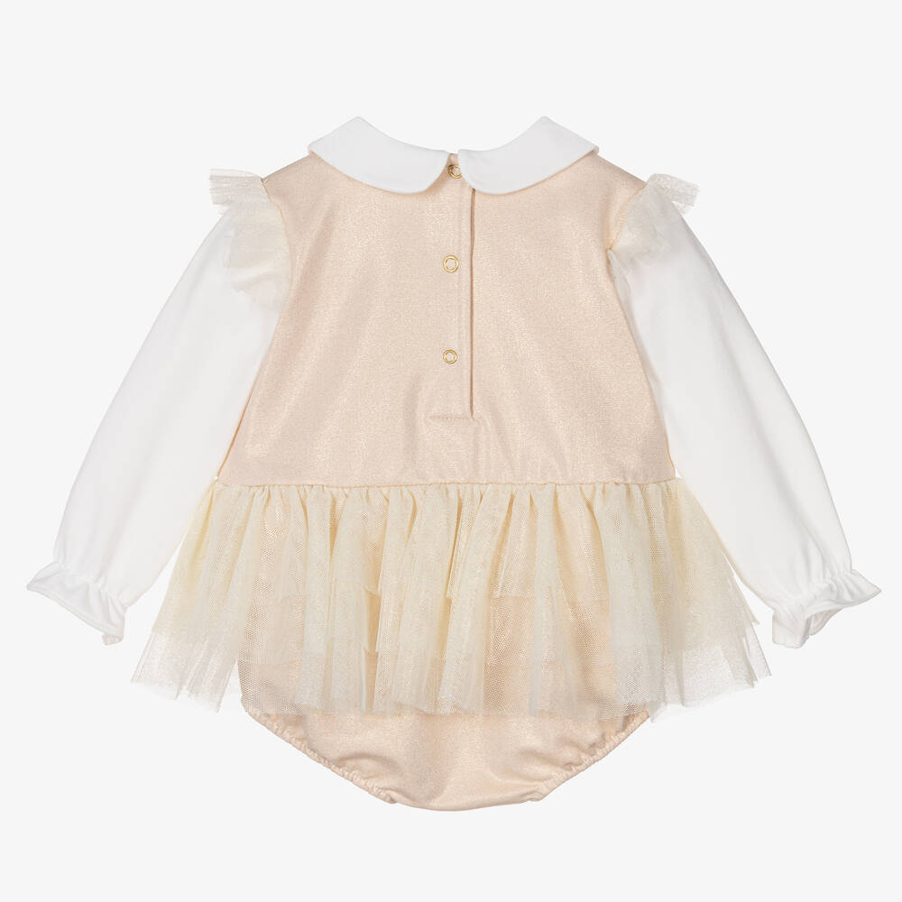 A Dee-Girls Gold Cotton & Tulle Shortie | Childrensalon Outlet