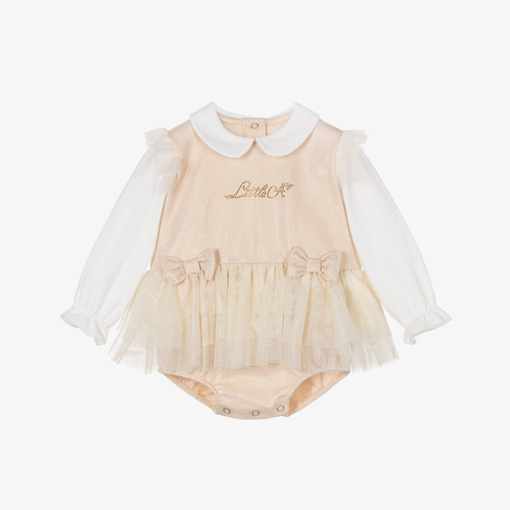 A Dee-Girls Gold Cotton & Tulle Shortie | Childrensalon Outlet