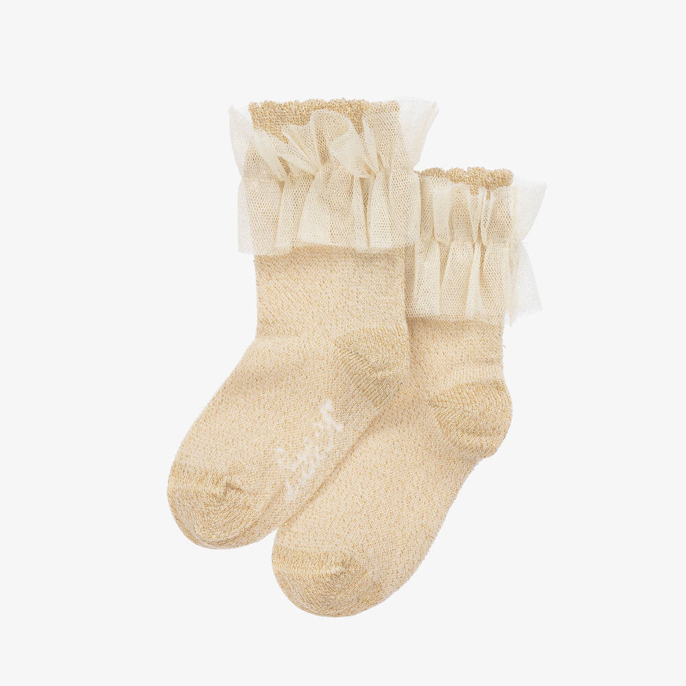 آدي-جوارب قطن محبوك لون ذهبي للبنات | Childrensalon Outlet