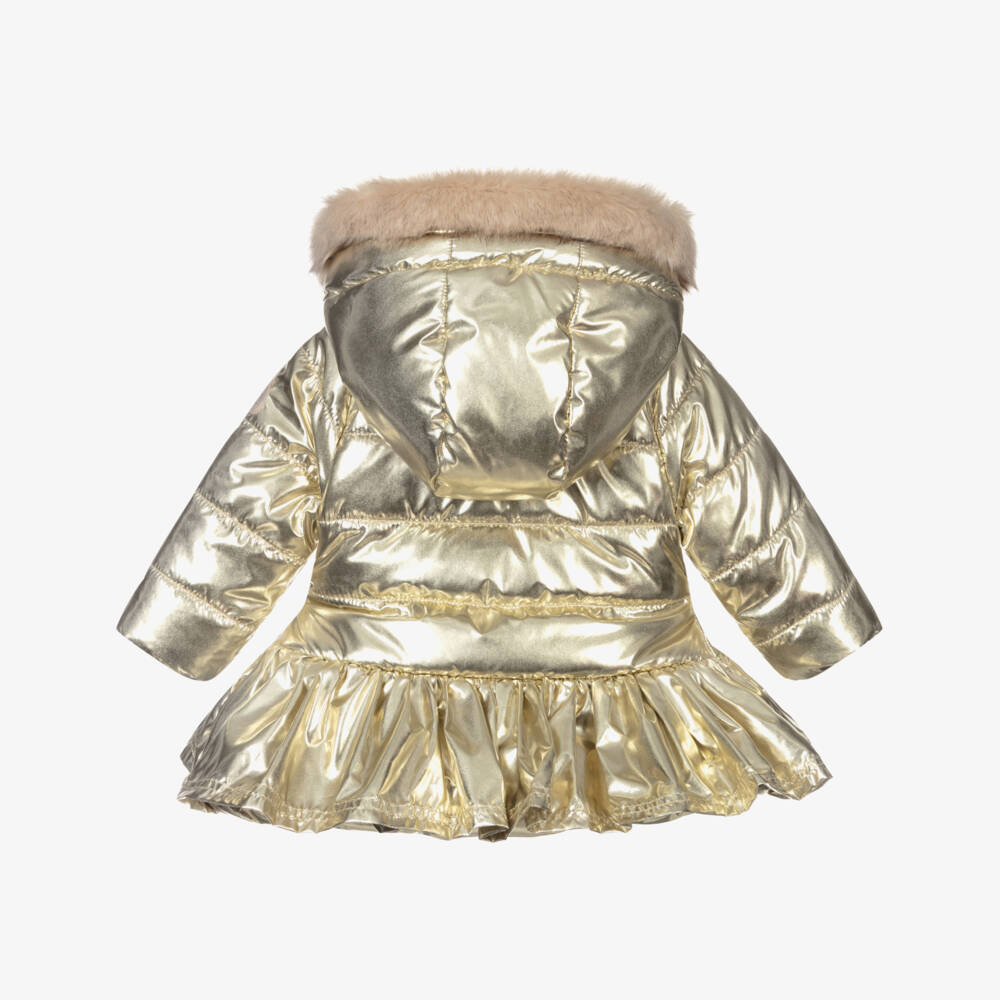 A Dee-Золотистое пальто с бантом и капюшоном для девочек | Childrensalon Outlet