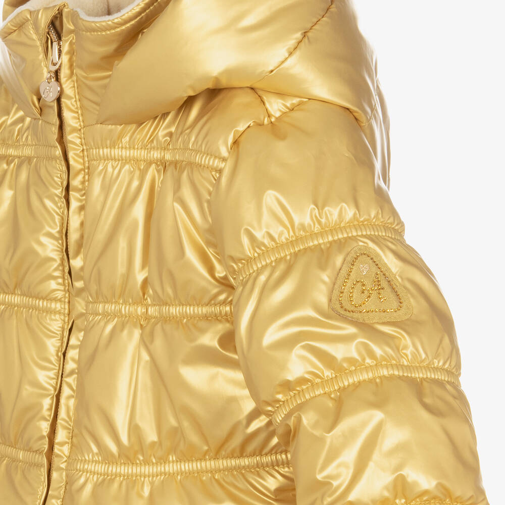 A Dee-Girls Gold Ruffle Hooded Coat | Childrensalon Outlet