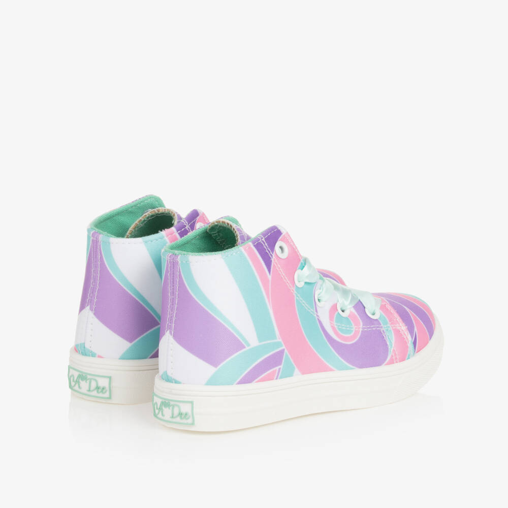 A Dee-Girls Green & Pink High-Top Trainers | Childrensalon Outlet