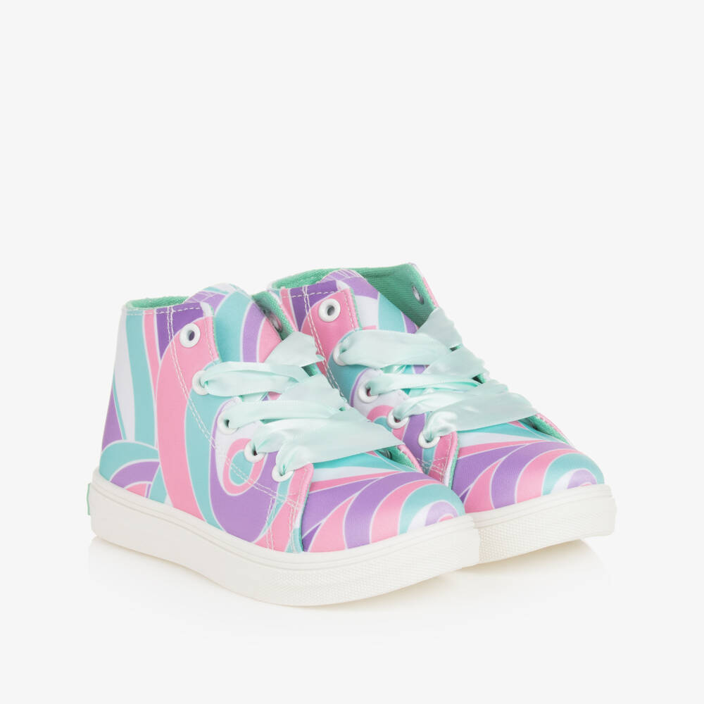 A Dee-Girls Green & Pink High-Top Trainers | Childrensalon Outlet