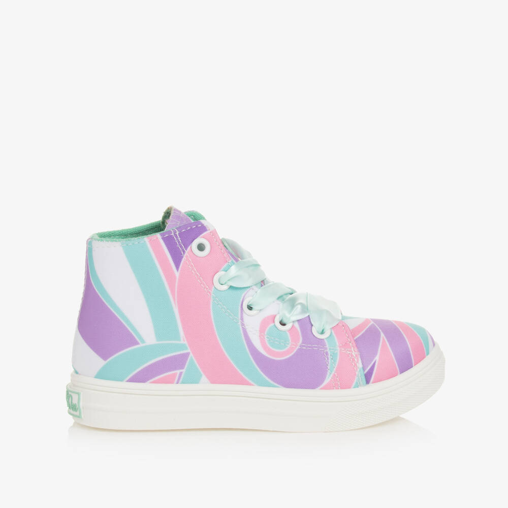A Dee-Girls Green & Pink High-Top Trainers | Childrensalon Outlet