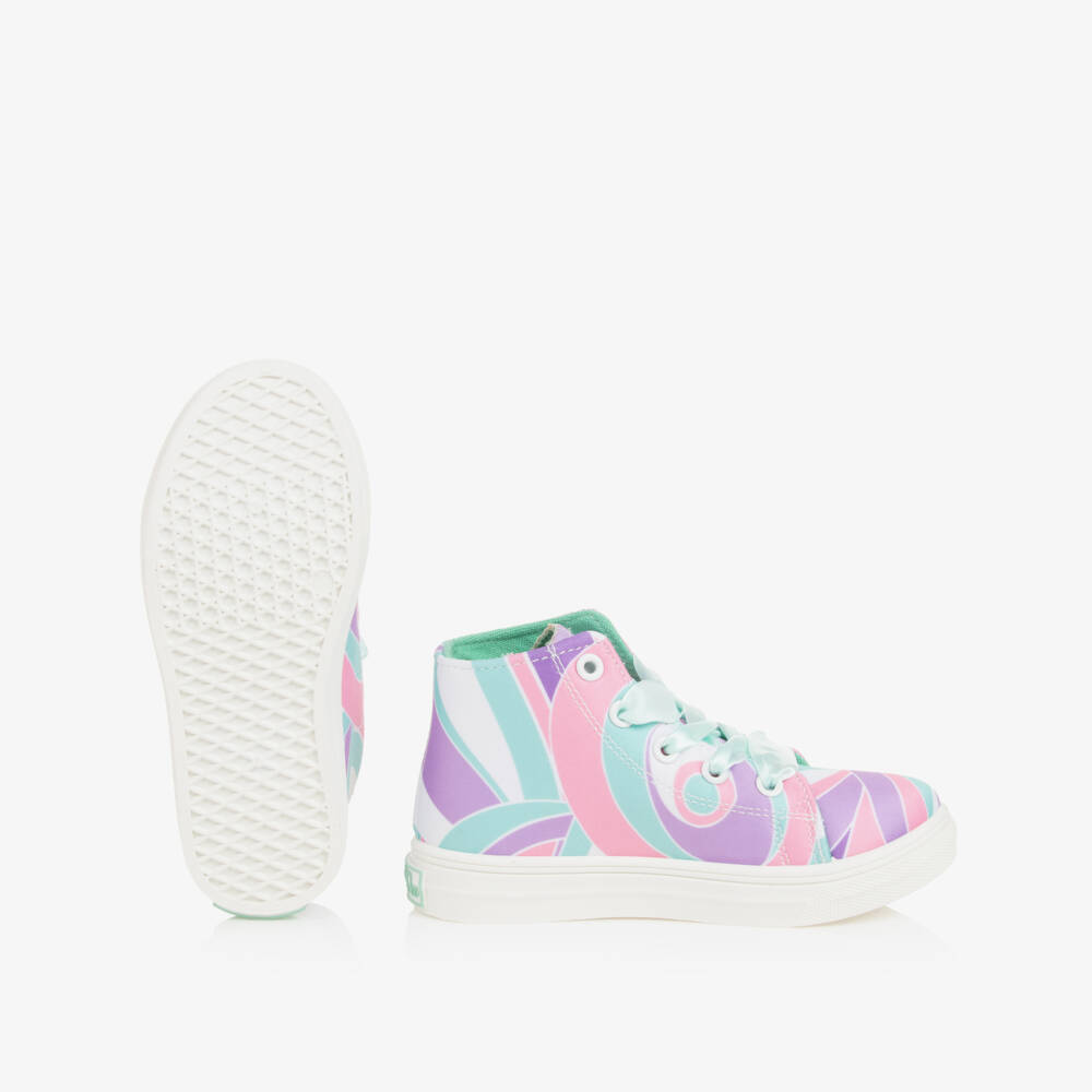 A Dee-Girls Green & Pink High-Top Trainers | Childrensalon Outlet