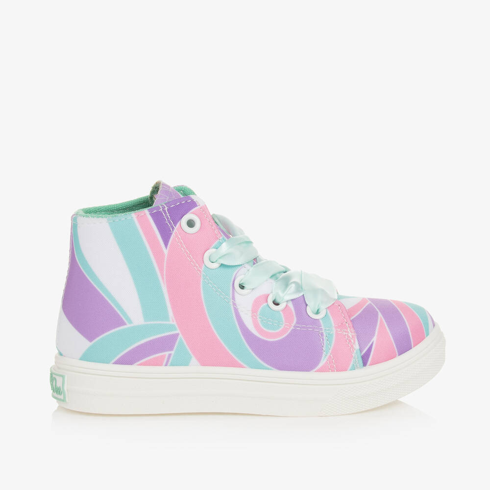 A Dee-Girls Green & Pink High-Top Trainers | Childrensalon Outlet