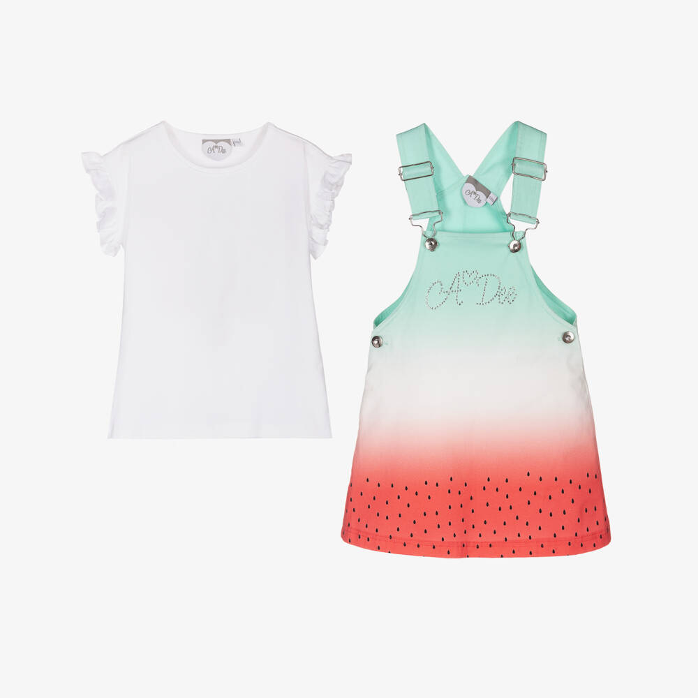 A Dee-Girls Green Watermelon Dress Set | Childrensalon Outlet