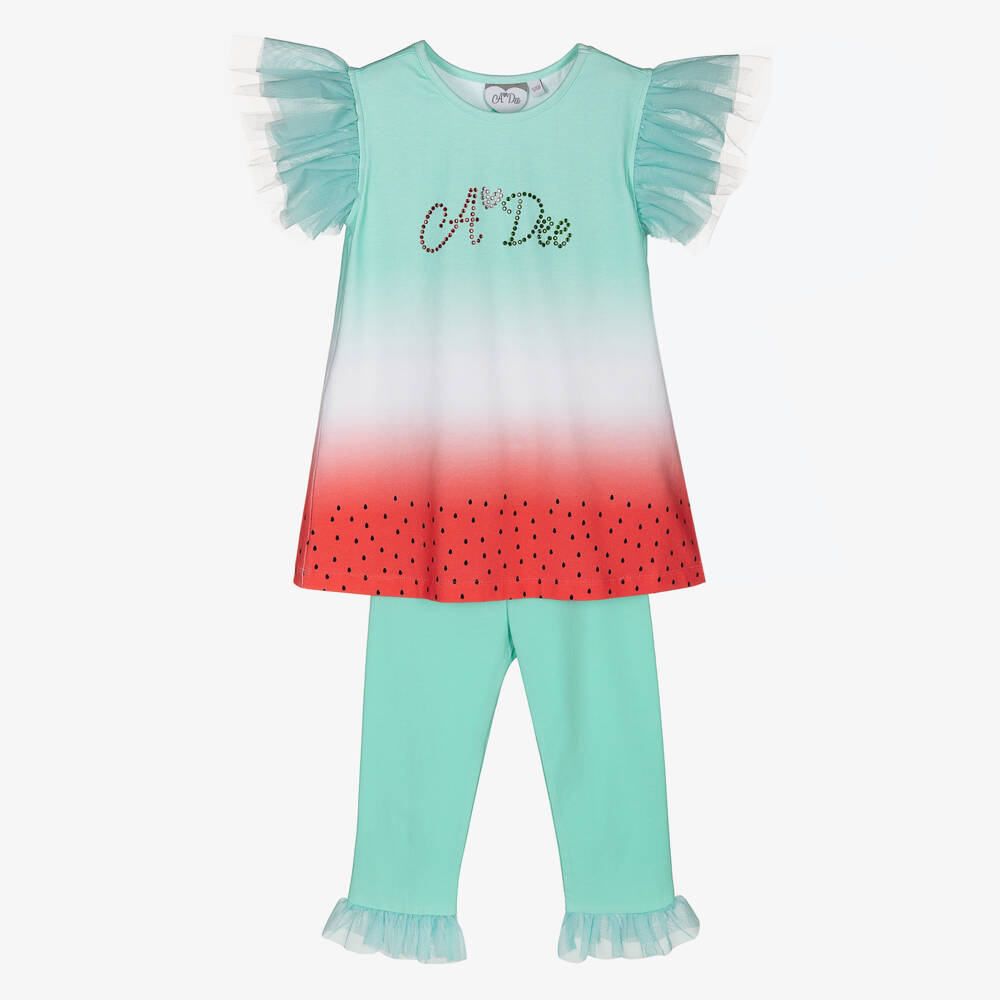A Dee-Girls Green Watermelon Leggings Set | Childrensalon Outlet