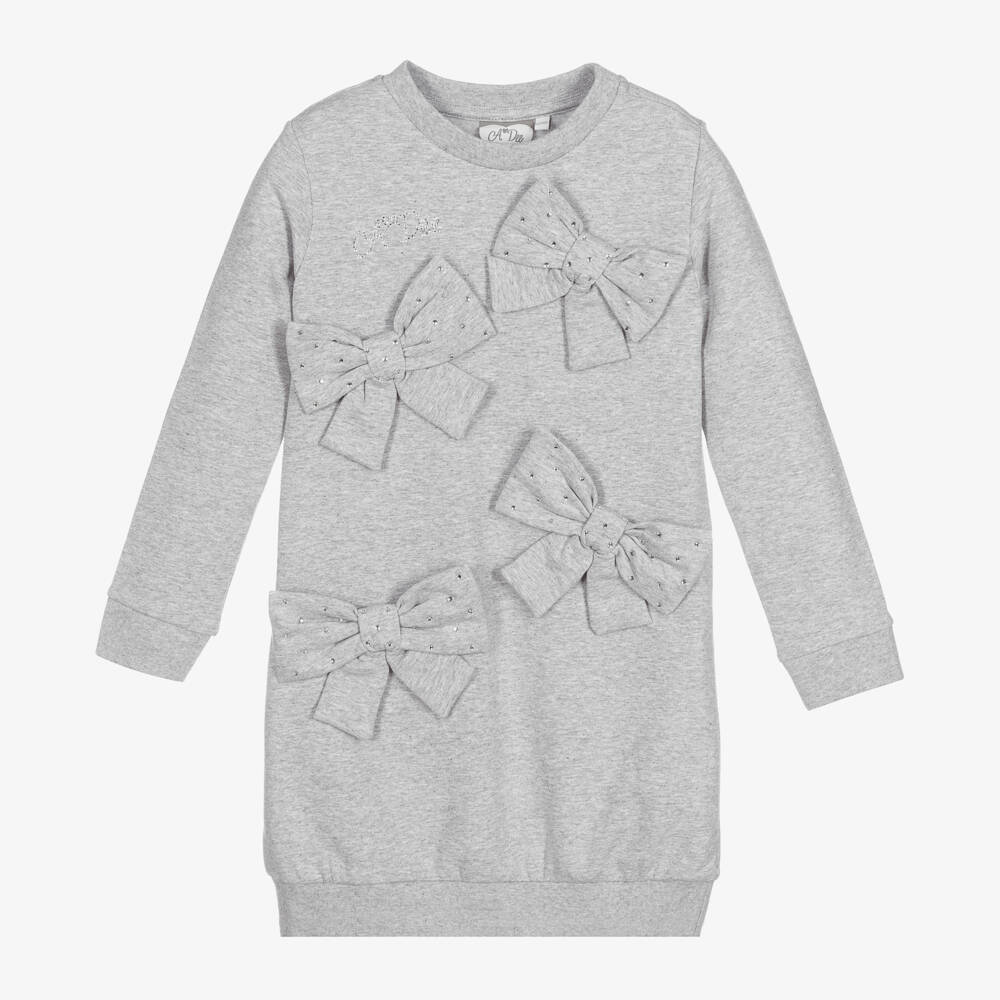 A Dee-Girls Grey Cotton Sweatshirt Dress | Childrensalon Outlet