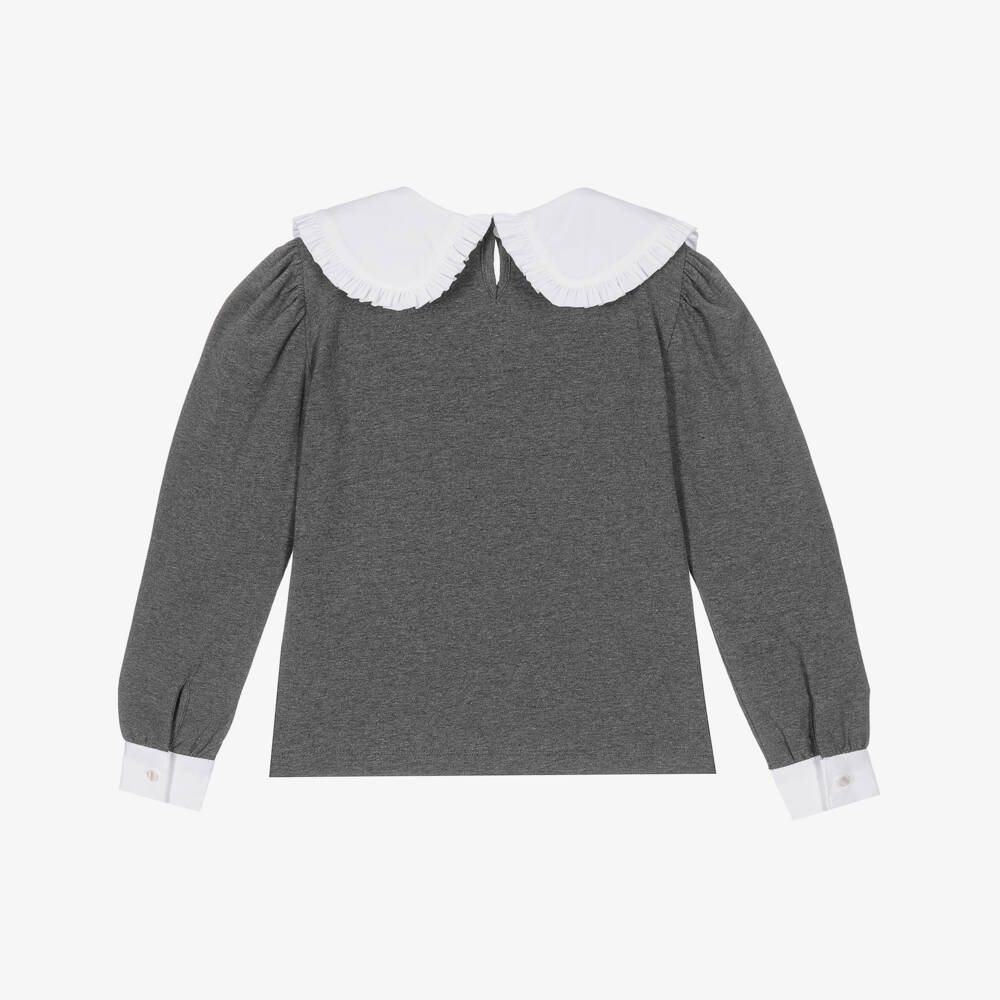 A Dee-Girls Grey Diamanté Rose Top | Childrensalon Outlet