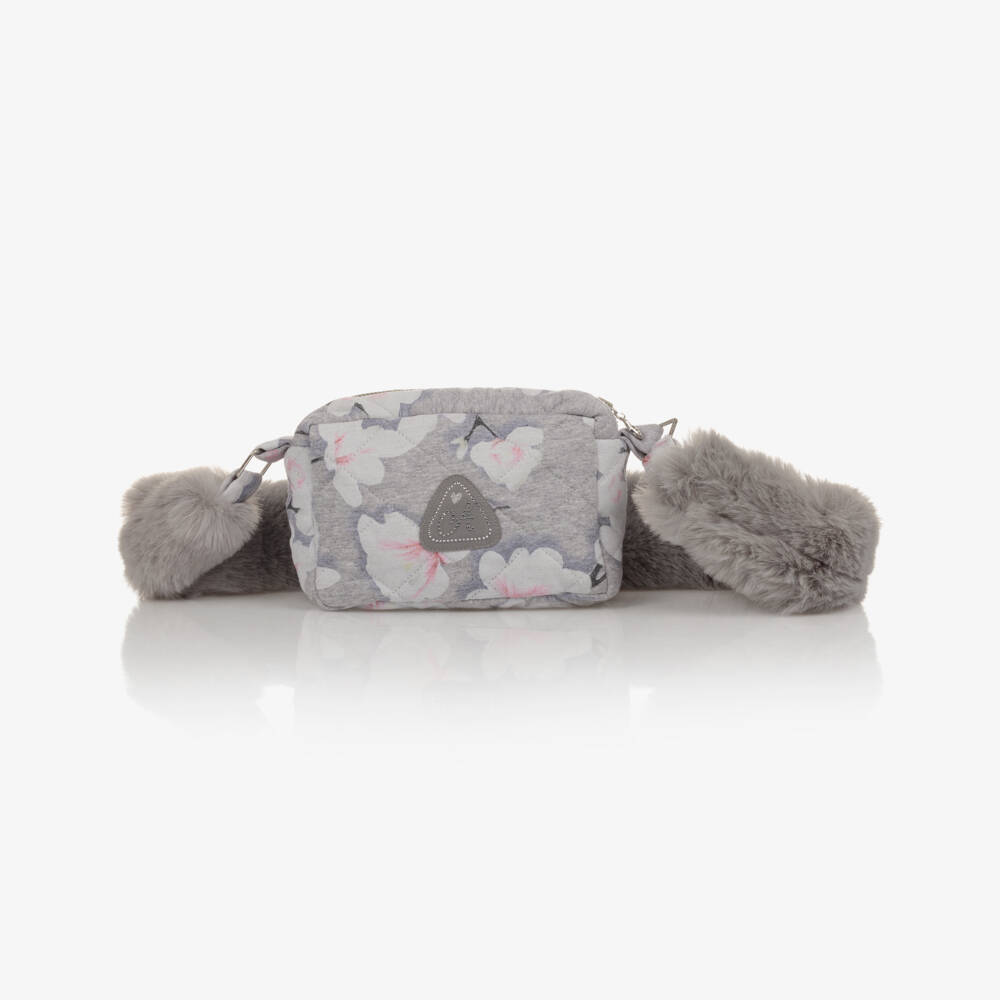 A Dee-Girls Grey Floral Jersey Bag (17cm) | Childrensalon Outlet
