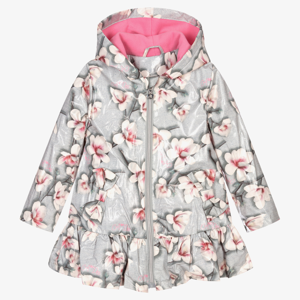 A Dee-Girls Grey Floral Raincoat | Childrensalon Outlet