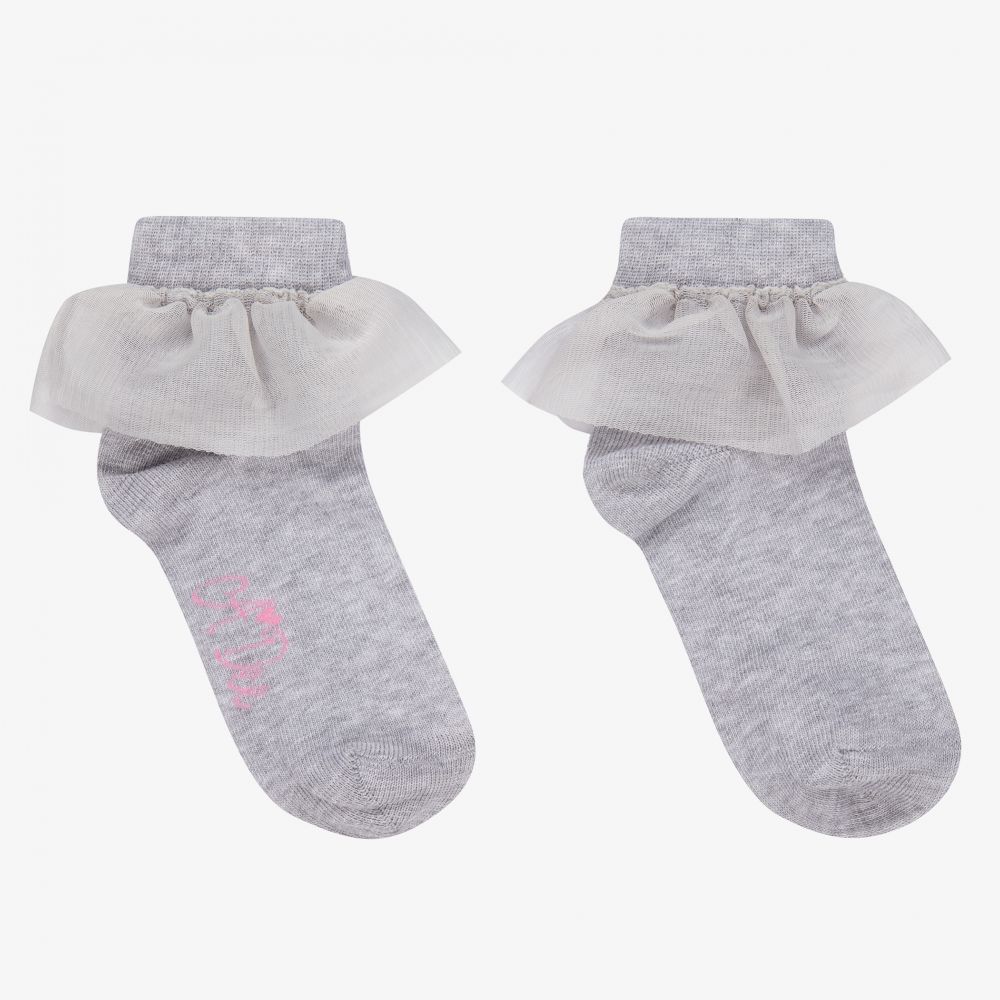 A Dee - Girls Grey Knitted Socks | Childrensalon