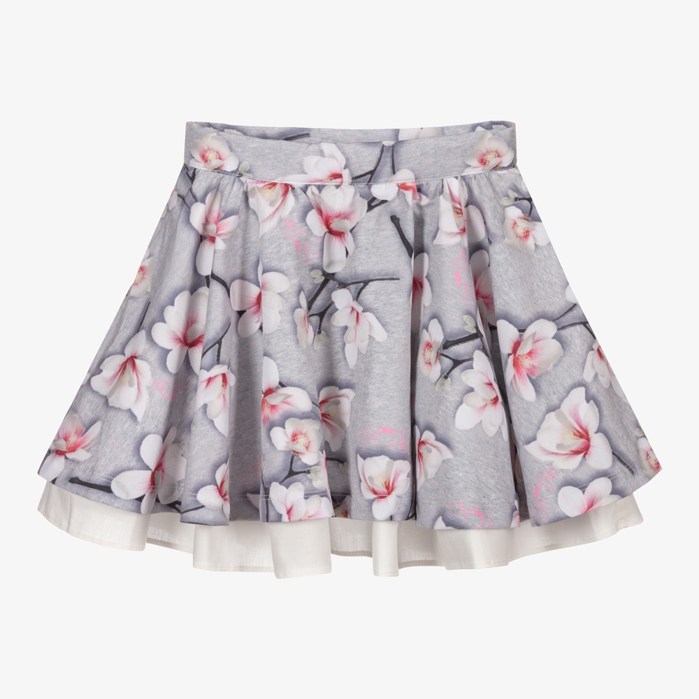 A Dee-تنورة لون رمادي وزهري بطبعة ورود | Childrensalon Outlet