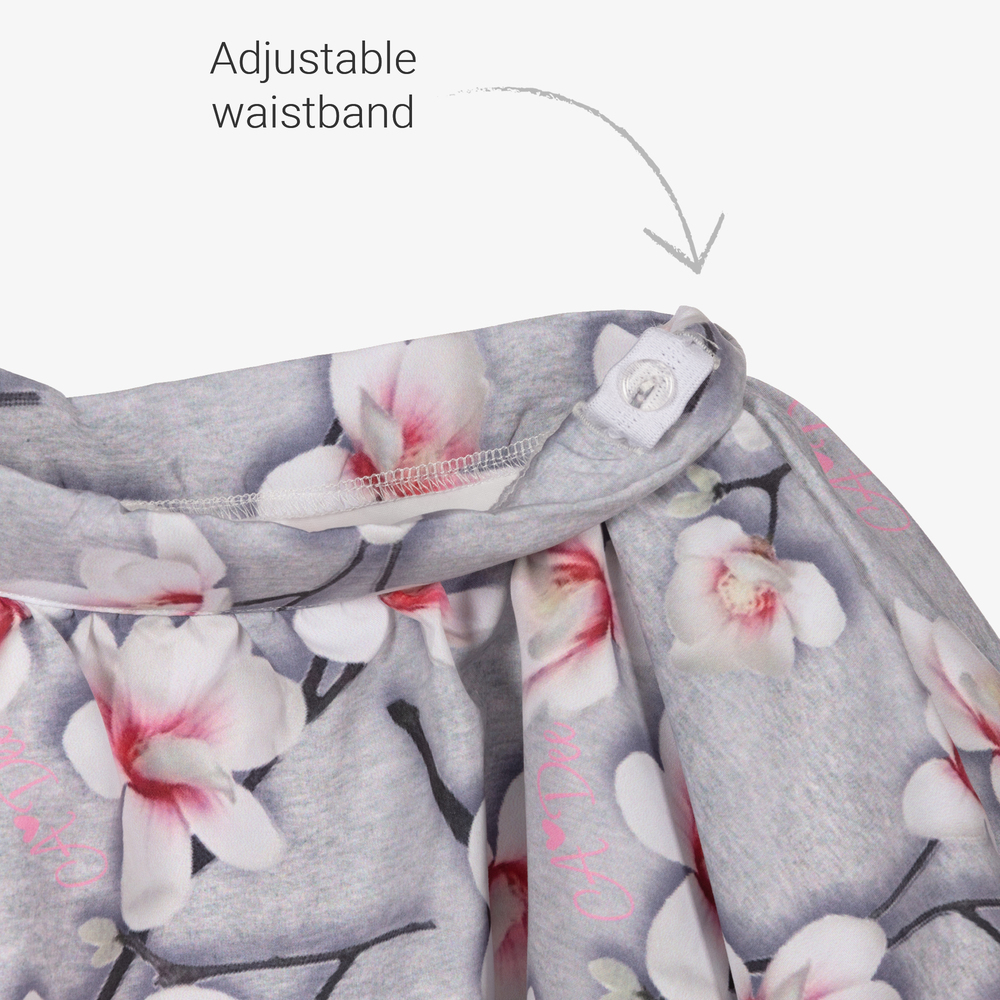 A Dee-تنورة لون رمادي وزهري بطبعة ورود | Childrensalon Outlet