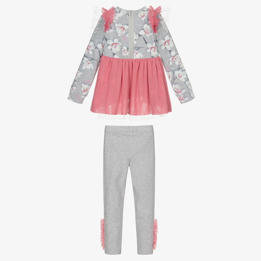 A Dee-Girls Grey & Pink Leggings Set | Childrensalon Outlet