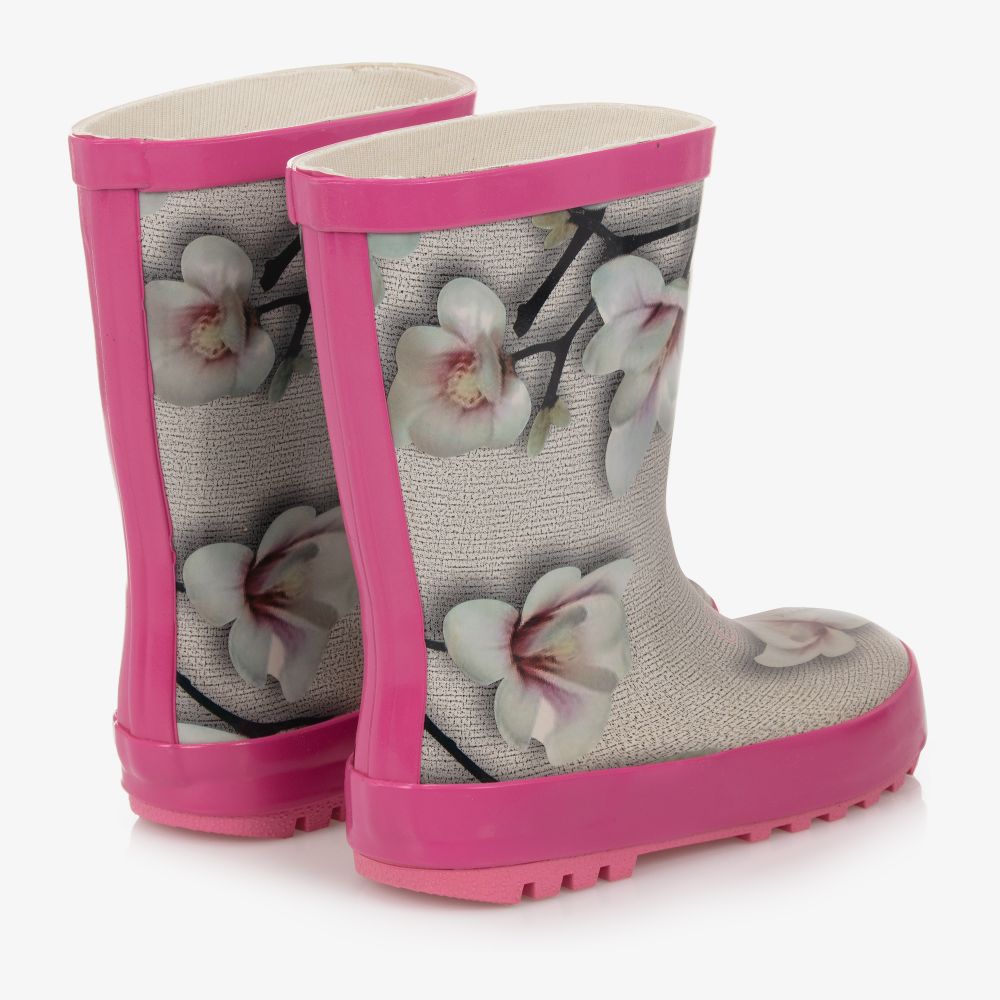 A Dee-Girls Grey & Pink Rain Boots | Childrensalon Outlet