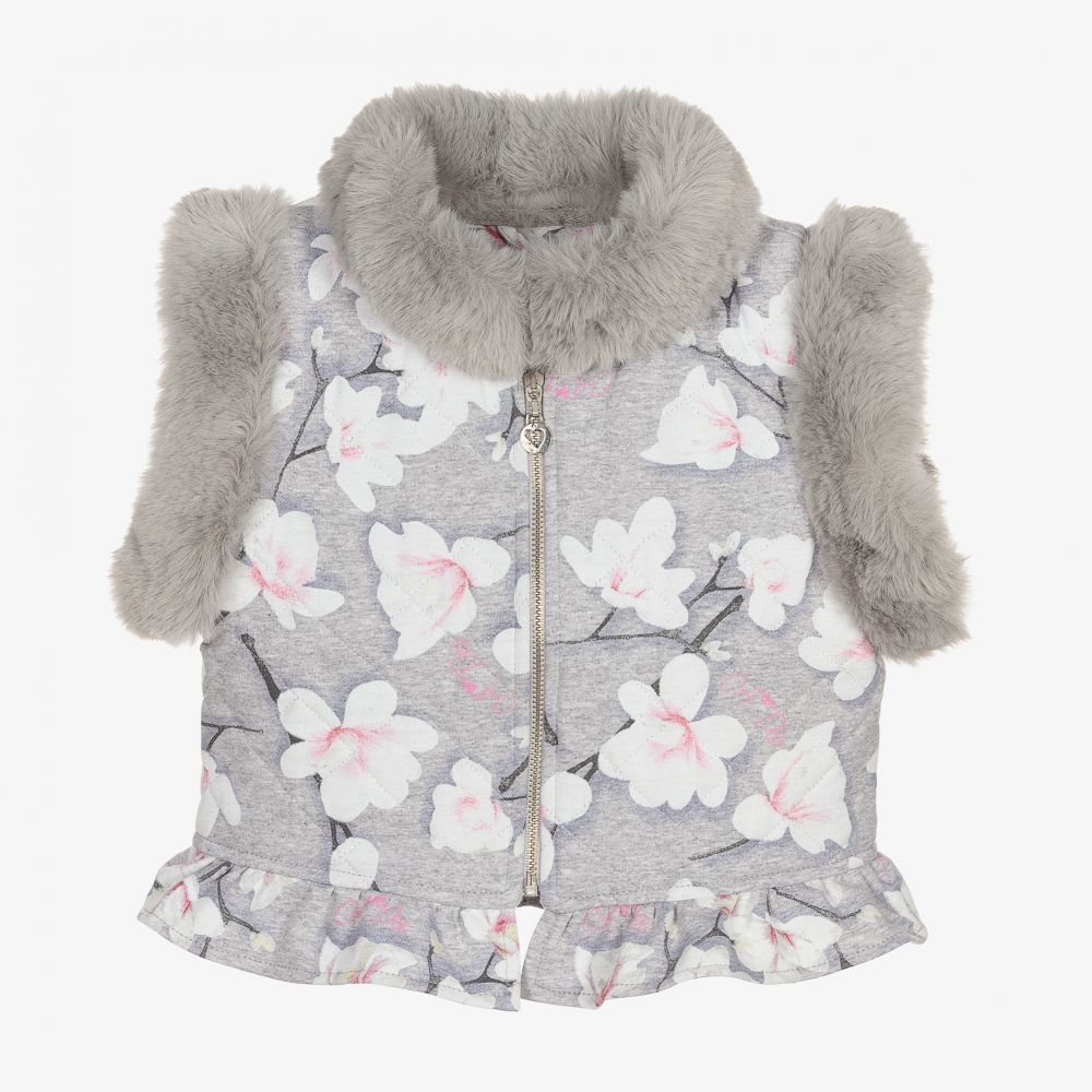A Dee - Girls Grey Quilted Jacket | Childrensalon