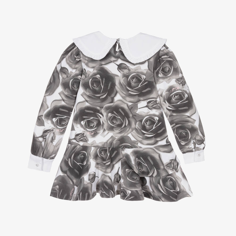 A Dee-Girls Grey Rose Jersey Dress | Childrensalon Outlet