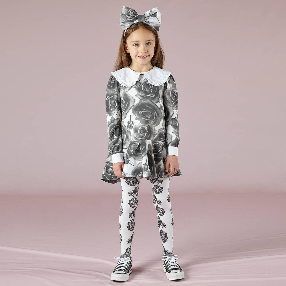 A Dee-Girls Grey Rose Jersey Dress | Childrensalon Outlet