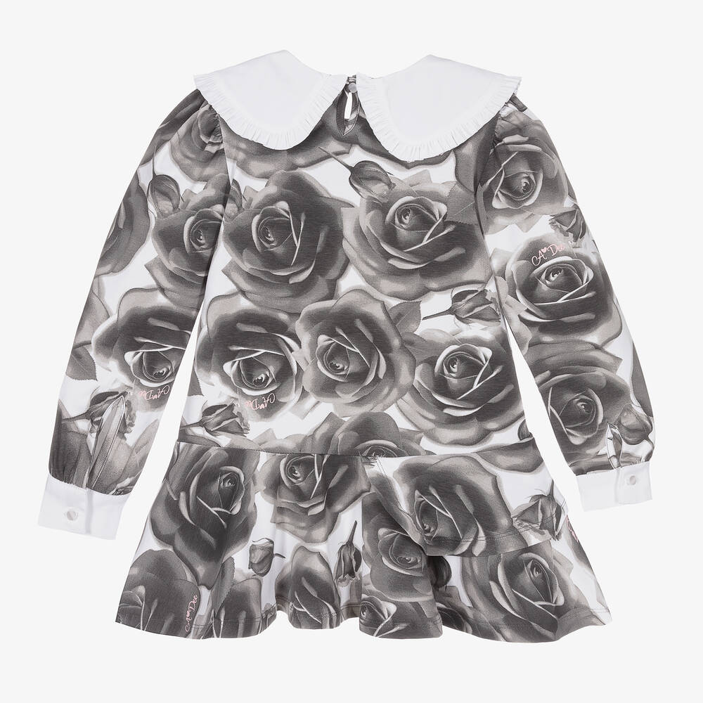 A Dee-Girls Grey Rose Jersey Dress | Childrensalon Outlet
