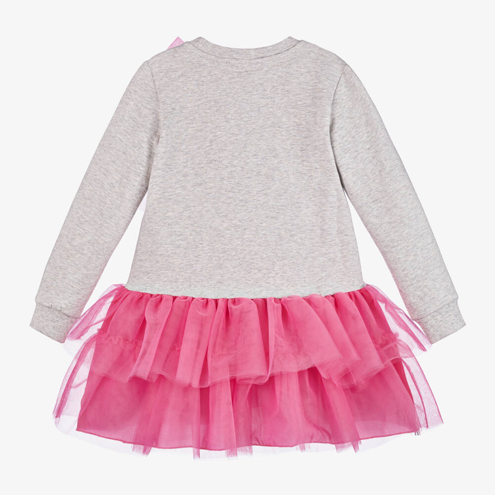 A Dee-Girls Grey Tulle Bow Dress | Childrensalon Outlet