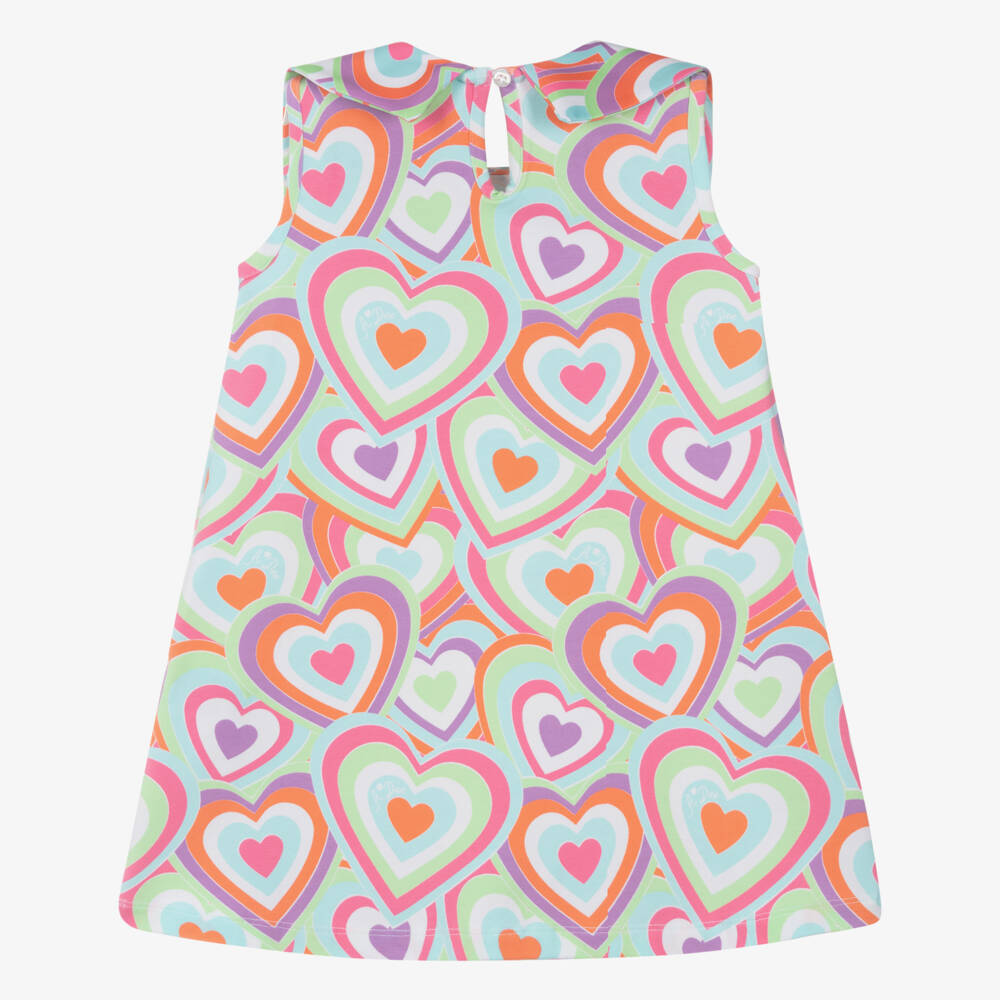 A Dee-Girls Heart-Patterned Pink Bow Dress | Childrensalon Outlet