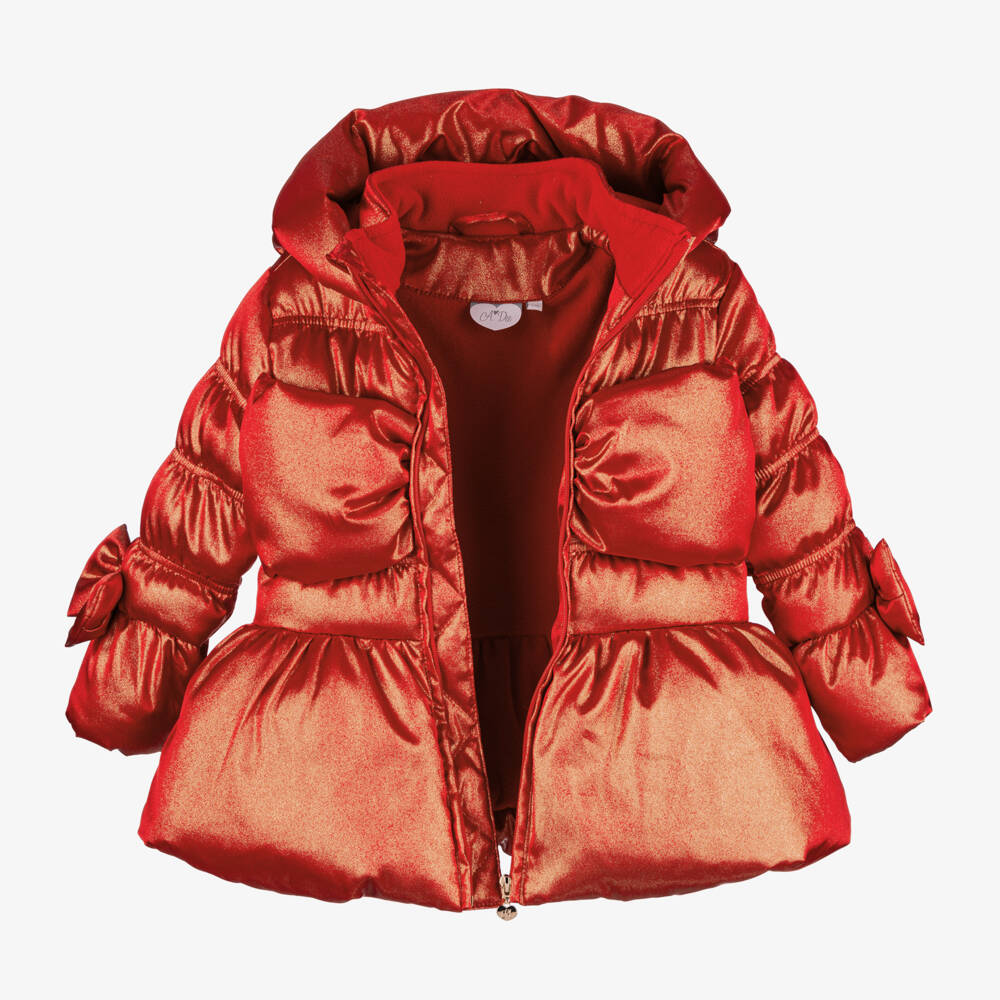 A Dee-Girls Hooded Red Padded Coat | Childrensalon Outlet