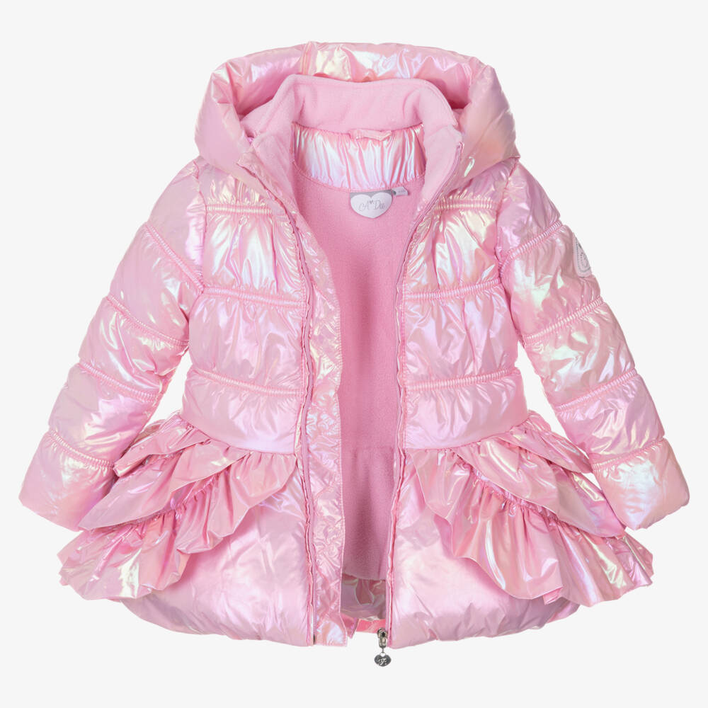 A Dee-Girls Iridescent Pink Puffer Coat  | Childrensalon Outlet