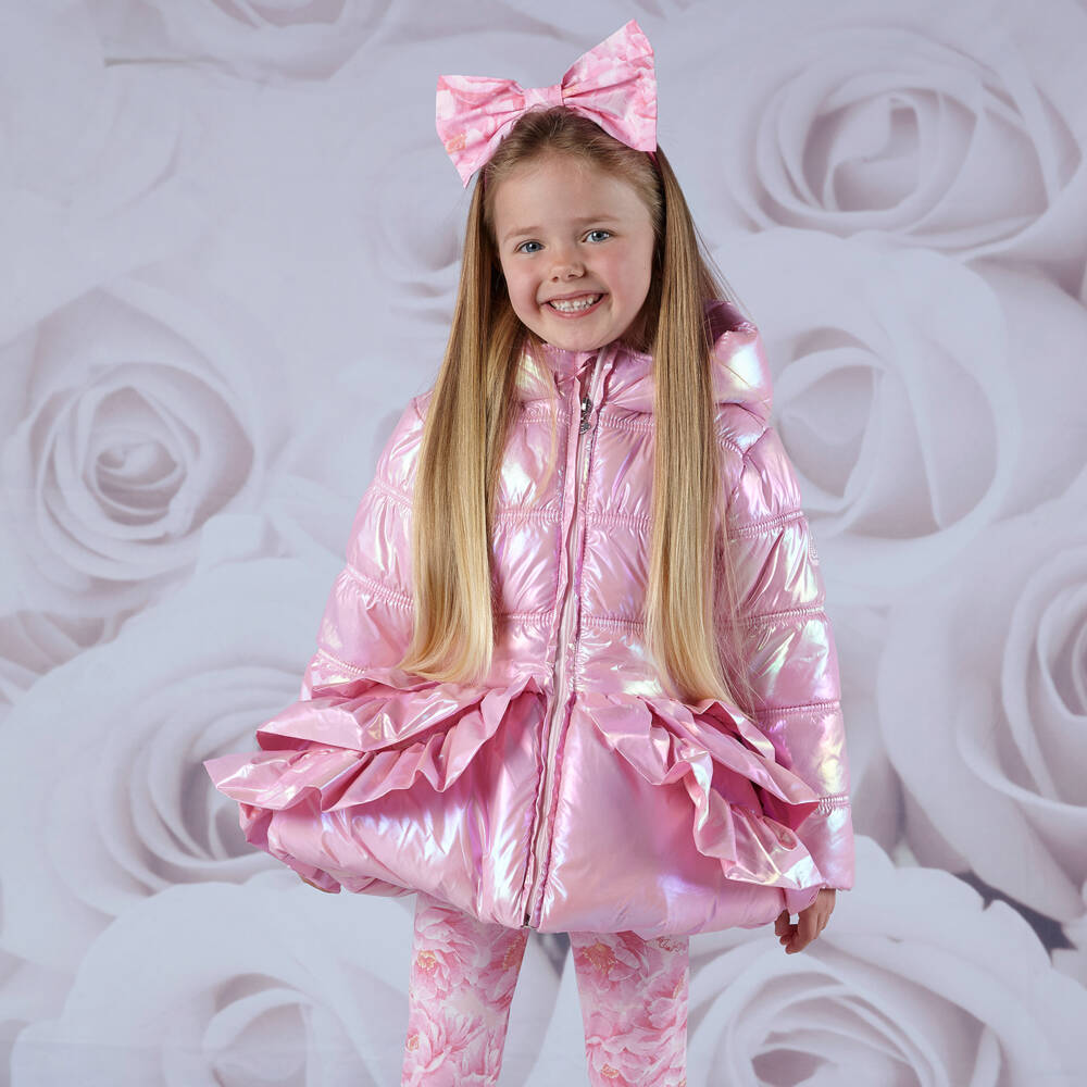 A Dee-Girls Iridescent Pink Puffer Coat  | Childrensalon Outlet