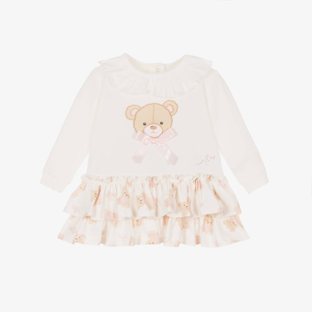 A Dee-Girls Ivory Bear Print Dress | Childrensalon Outlet