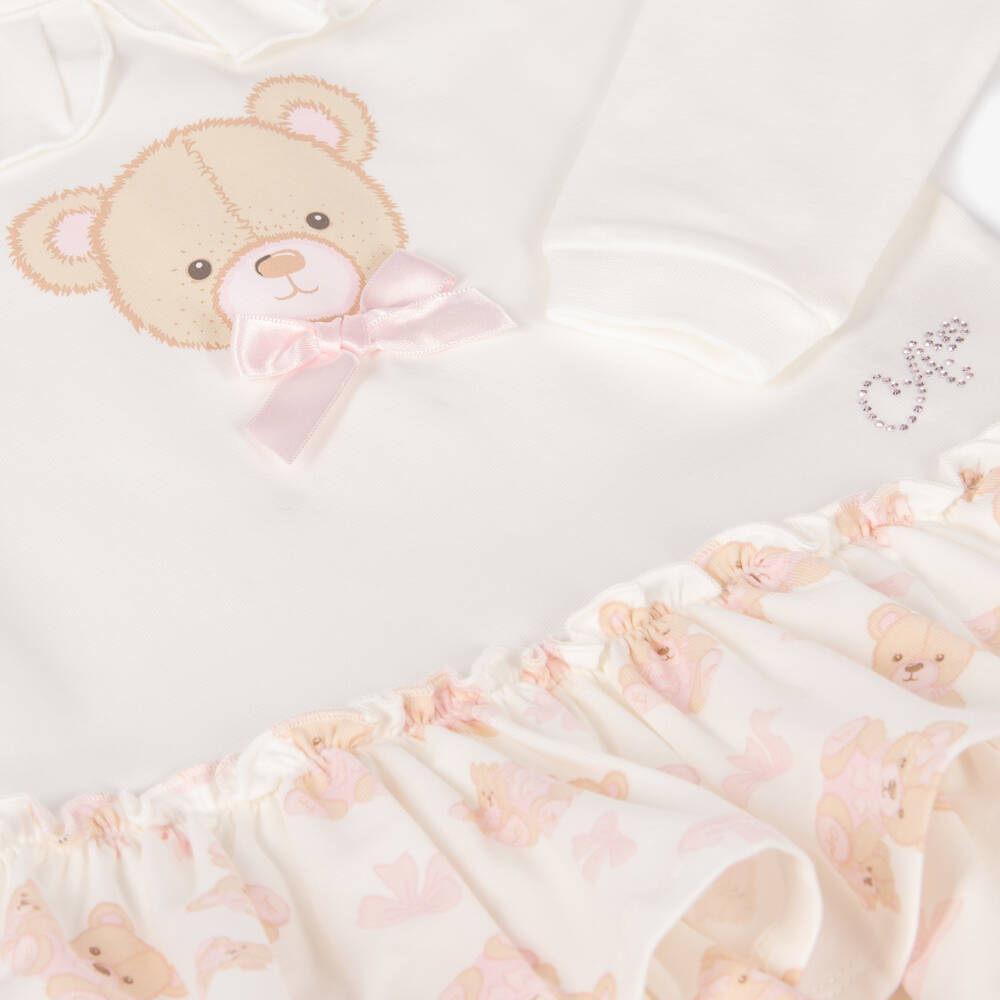 A Dee-Girls Ivory Bear Print Dress | Childrensalon Outlet