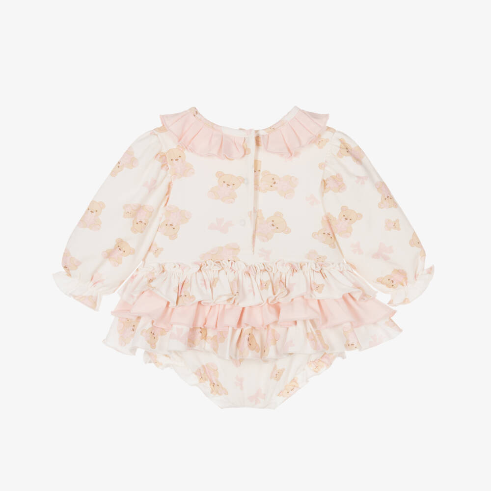 A Dee-Girls Ivory Cotton Bear Romper | Childrensalon Outlet