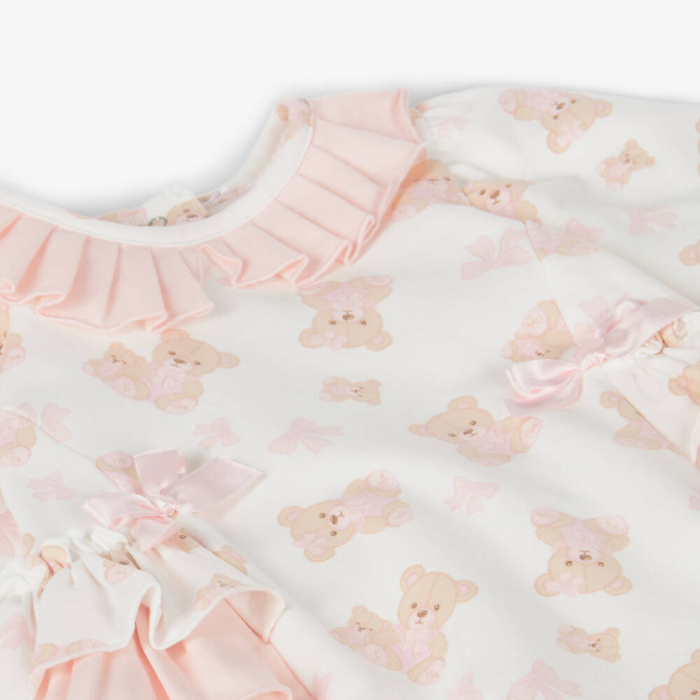 A Dee-Girls Ivory Cotton Bear Romper | Childrensalon Outlet