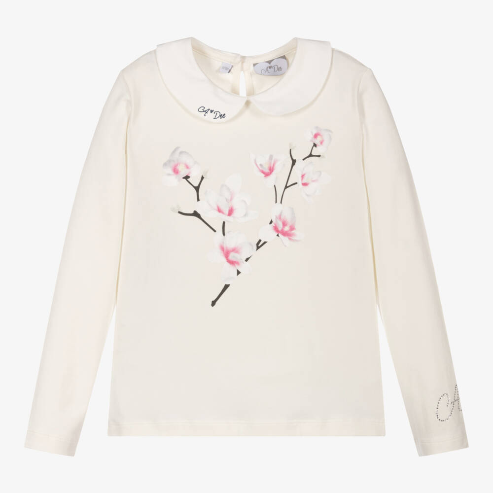 A Dee-Girls Ivory Cotton Magnolia Top | Childrensalon Outlet