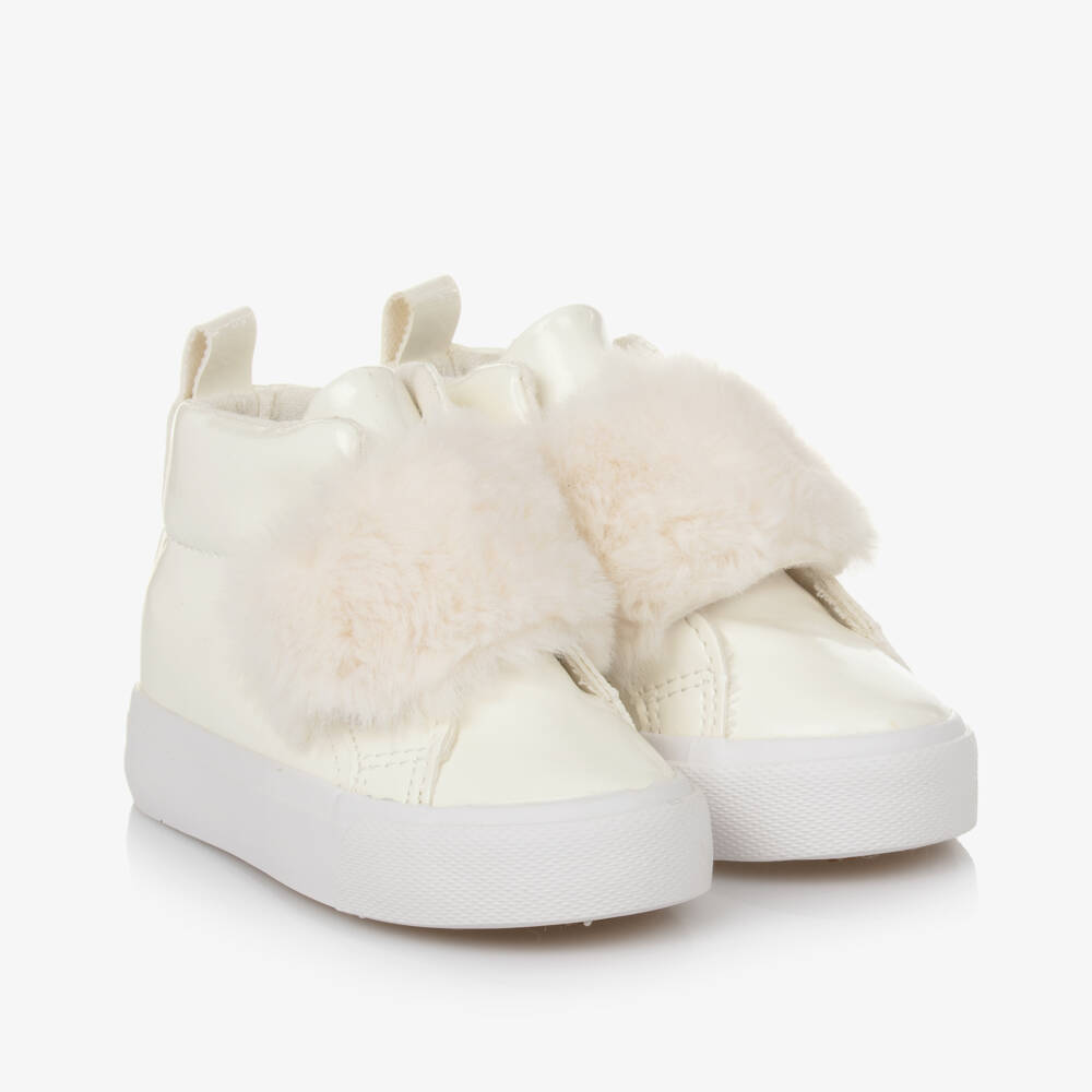 A Dee-Girls Ivory Faux Fur High Tops | Childrensalon Outlet