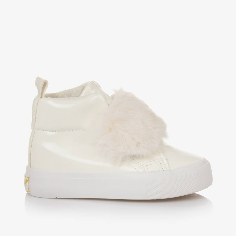 A Dee-Girls Ivory Faux Fur High Tops | Childrensalon Outlet