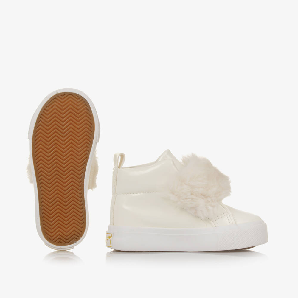 A Dee-Girls Ivory Faux Fur High Tops | Childrensalon Outlet