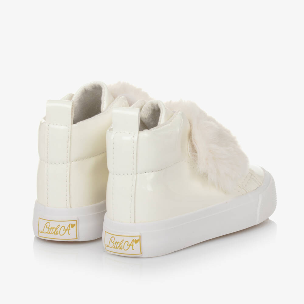 A Dee-Girls Ivory Faux Fur High Tops | Childrensalon Outlet